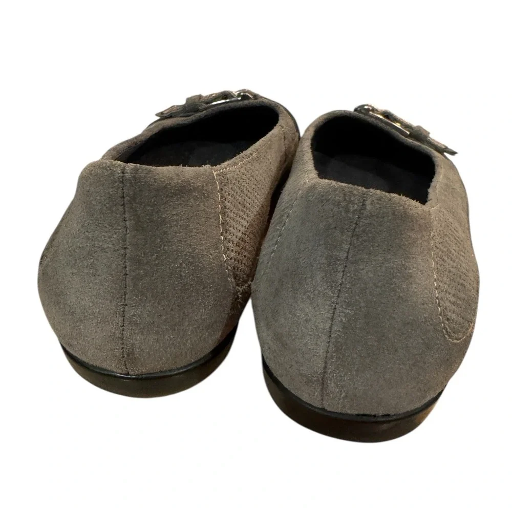 Aerosoles‎ Womens Gray Suede Perforated Buckle Ballet Flats Shoes Size 8 US